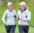  ??  ?? Azahara Munoz (left) and Charley Hull enjoyed success in yesterday’s Foursomes at Gleneagles