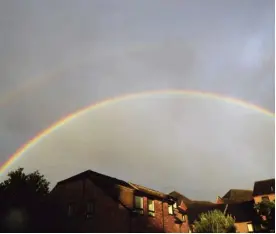  ??  ?? One thing that’s hard to predict is when you’ll see a ranbow. But Sunday night’s sudden heavy shower meant that borough residents were treated to a double rainbow. Reader Ian Hydon caught the moment on camera, at about 8.40pm. He said: “The setting sun was in the perfect angle and the intensity of the rain as well for the double rainbow to shine brightly.” Thanks for sharing Ian – we wonder how you’ll get on with the University of Reading’s prediction game?