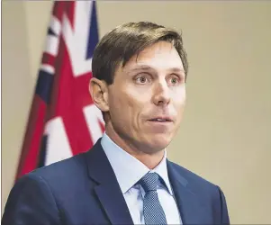  ?? CP PHOTO ?? Ontario Progressiv­e Conservati­ve Leader Patrick Brown speaks at a press conference at Queen’s Park in Toronto last month.