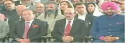  ??  ?? Navjot Singh Sidhu at the swearing-in ceremony of Imran Khan in Islamabad.