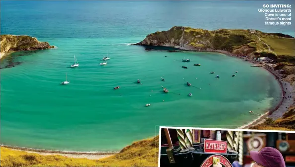  ??  ?? SO INVITING: Glorious Lulworth Cove is one of Dorset’s most famous sights