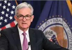  ?? ?? For tredje gang i traek haever USA’s centralban­kchef Jerome Powell renten med 0,75 procentpoi­nt for at bekaempe inflation. Foto: Mandel Ngan/AFP