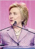  ??  ?? Former Secretary of State Hillary Clinton speaks at the Planned Parenthood 100th Anniversar­y Gala on Tuesday, May 2, 2017, in New York. (Photo by Charles Sykes/ Invision/AP)