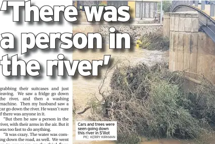  ?? PIC: KERRY KIRKMAN ?? Cars and trees were seen going down this river in S’illot
