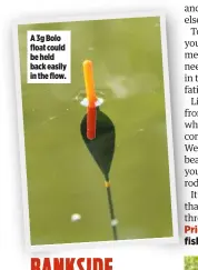  ??  ?? A 3g Bolo float could be held back easily in the flow.