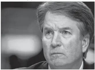  ?? AP PHOTO ?? President Donald Trump’s Supreme Court nominee, Brett Kavanaugh testifies before the Senate Judiciary Committee on Capitol Hill earlier this month in Washington.