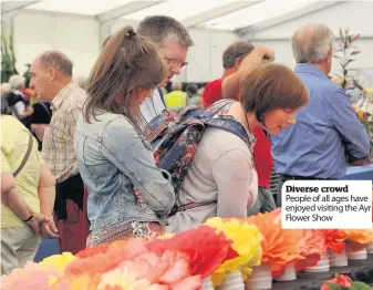  ??  ?? Diverse crowd People of all ages have enjoyed visiting the Ayr Flower Show