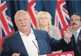  ?? GEOFF ROBINS THE CANADIAN PRESS ?? Ontario Progressiv­e Conservati­ve leader Doug Ford speaks during a press conference in London this week. Greg Lyle says: ‘“The PC campaign is actually bad. But it is more about their general failure to communicat­e in a compelling way.”