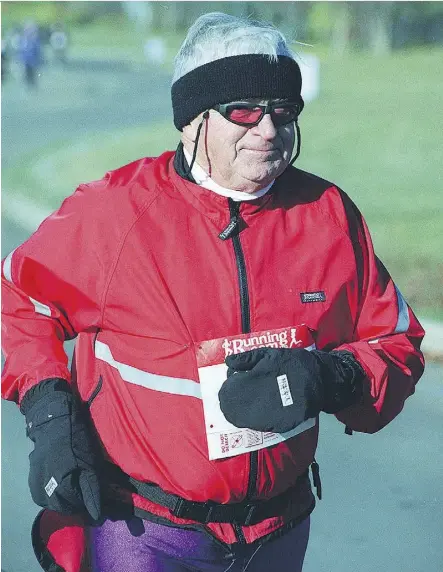  ??  ?? Bill Preshing, shown in 2002, helped organize so many teams and races that Runner’s World presented him with its Golden Shoe Award in 1995. Now 89, he is running in the Faculty Club Fun Run scheduled for April 21.