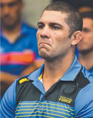  ?? Picture: GETTY IMAGES ?? Force skipper Matt Hodgson is reduced to tears at Rugby WA HQ.