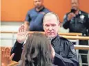  ?? TAYA GRAY/THE DESERT SUN ?? City of Indio held the official swearing in for Indio Police Chief Brian Tully inside City Council Chambers in Indio on Wednesday.