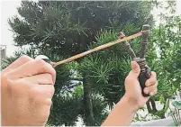  ??  ?? ▲當鳥兒遇上“Large Stick”，“Large Stick”是童年玩意，或是射殺鳥類生命的工­具？