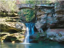  ?? ?? One of the multiple waterfalls along Old Man’s Cave Trail at Hocking Hills State Park.