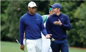  ?? Photograph: David Cannon/Getty Images ?? Tiger Woods and Rory McIlroy, pictured at this year’s Masters, are now hoping to launch TGL in 2025.