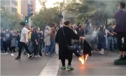  ?? Photograph: Zuma Press Wire/Rex/Shuttersto­ck ?? A picture reportedly showing people in Tehran protesting the death of Mahsa Amini.