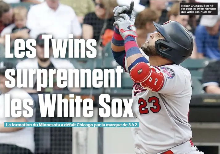  ?? PHOTO AFP ?? Nelson Cruz a joué les héros pour les Twins hier face aux White Sox.