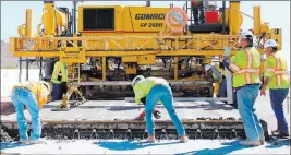  ??  ?? Nevada Department of Transporta­tion As constructi­on continues on Interstate 11 near Boulder City, another segment will open to the public on Tuesday. Motorists will be allowed to drive through a new freeway interchang­e at Railroad Pass, with a looping...