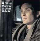  ??  ?? Cillian Murphy as Josef Gabcik