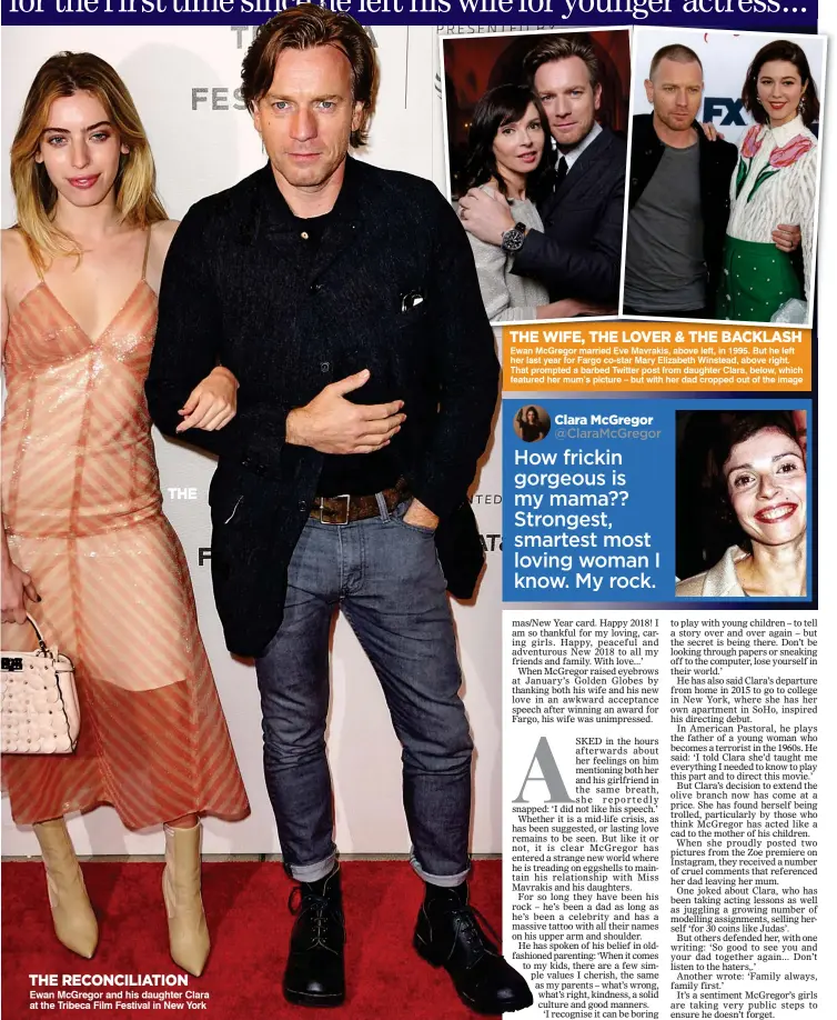  ??  ?? THE RECONCILIA­TION Ewan McGregor and his daughter Clara at the Tribeca Film Festival in New York