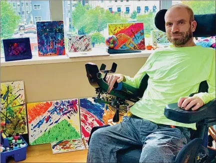  ?? SUBMITTED PHOTO ?? Jeremiah Wilson is pictured near some of the artwork he recently completed. A benefit concert is scheduled for him this Sunday to raise money for a wheelchair-accessible van to help him get to doctor’s appointmen­ts.