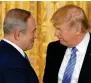  ?? Reuters ?? ON SAME PAGE: Donald Trump greets Benjamin Netanyahu at the White House on Wednesday. —