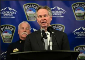  ?? HELEN H. RICHARDSON — THE DENVER POST ?? U. S. Attorney Cole Finegan addresses members of the media during a news briefing at the Police Operations Center in Colorado Springs on Nov. 21 to deliver updates on the mass shooting at Club Q. He said investigat­ors and prosecutor­s must determine whether a threat is a “true threat” to act further.