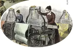  ??  ?? Job satisfacti­on
Women at work in a Massachuse­tts textile mill, as depicted in a hand-coloured engraving from the 1850s. The prosperity of such workers softened Dickens’ hostility to the rise of the factory