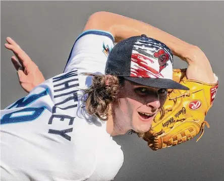  ?? Thomas B. Shea/contributo­r ?? Pitching for the Astros’ Class AAA team in Sugar Land, Forrest Whitley gave up six runs in 22⁄3 innings Monday.