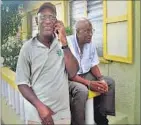  ?? S LAHA / HT ?? Viv Richards’ brothers, and Mervyn (left) and Donald in front of the house where the legend grew up in Antigua.