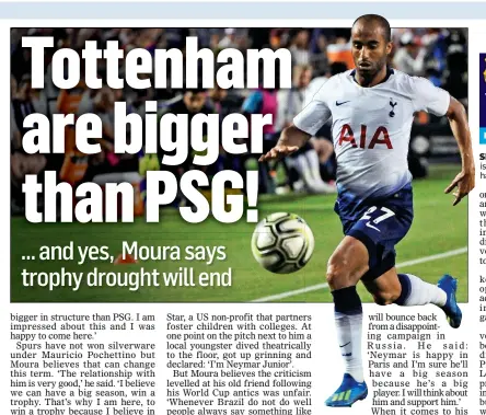  ??  ?? SPURRED ON: Brazil winger Moura is convinced Pochettino’s squad have what it takes to make history