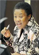  ??  ?? TRYING TO BE FAIR: Speaker Ntombi Mekgwe said she would investigat­e the EFF and ANC’s bad conduct.