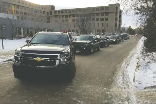  ?? PHOTOS: DALE EDWARD JOHNSON ?? When Prime Minister Justin Trudeau visited Regina in January 2017, his motorcade included Chevrolet Suburbans, a Dodge Caravan and one Cadillac.