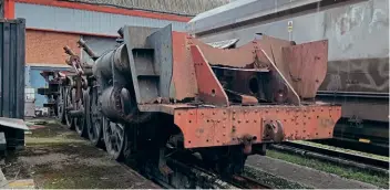  ?? GARY BOYD-HOPE ?? BR '9F' No. 92245 awaits reassembly as a museum exhibit at Barry on March 11, 2019. The loco will eventually be used to tell the story of Barry's famous scrapyard.