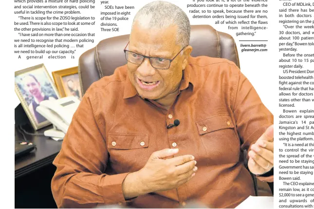  ?? RUDOLPH BROWN/PHOTOGRAPH­ER ?? Dr Peter Phillips gestures during an interview with The Gleaner at the Office of the Opposition Leader.