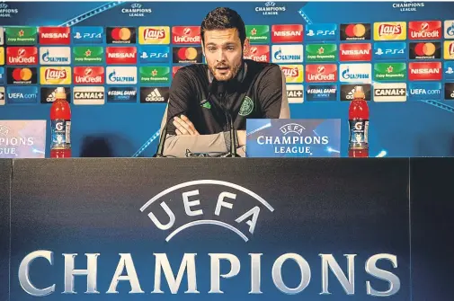  ??  ?? HOPING FOR A CHAMPIONS SHOW: Craig Gordon is urging his Hoops team-mates to pull off one of the big Champions League shocks