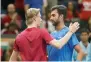 ?? APw ?? Shapovalov and Bhambri after their match. —