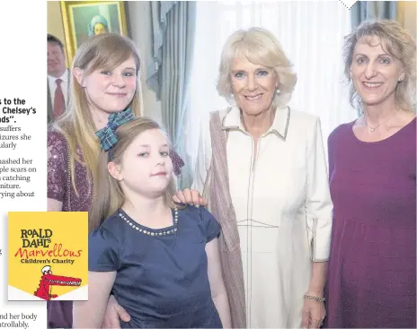  ??  ?? TEA WITH THE DUCHESS Chelsey, her mum Kerry and nurse Jo, on right, meet charity patron Camilla at Clarence House