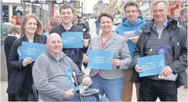  ??  ?? Message Scottish Conservati­ve leader Ruth Davidson in Hamilton supporting Rutherglen and Hamilton West candidate, Taylor Muir (third from left)