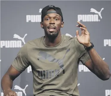 ?? PICTURE: MARTIN RICKETT/PA ?? 0 Usain Bolt speaks at a press conference ahead of the World Championsh­ips.