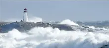  ?? ANDREW VAUGHAN/THE CANADIAN PRESS ?? Waves pound the shore at Peggy’s Cove, N.S., on Jan. 5.