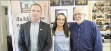  ??  ?? Barry Sheridan, CEO of Irish Mens Associatio­n, with Edel Byrne, Health and Wellbeing Coordinato­r Irish Mens Shed, and Sean Farrington at the countywide cluster meeting with was hosted by Blessingto­n Mens Shed.