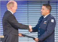  ?? (Jane Schmidt/Luftwaffe) ?? FORMER IAF CHIEF Maj-Gen. (ret) Amikam Norkin receives the Ernst Cramer medal in Berlin yesterday.