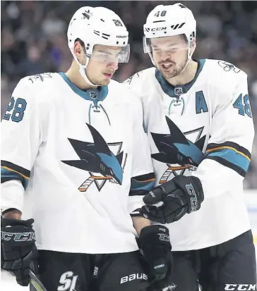  ?? PHOTO D’ARCHIVES AFP ?? Timo Meier et Tomas Hertl joueront un rôle clé chez les Sharks l’an prochain.