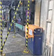  ??  ?? Joshua Douglas was handed a fine for stubbing out his cigarette in a bin in the High Street which had been taped off because scaffoldin­g prevents workers from emptying it