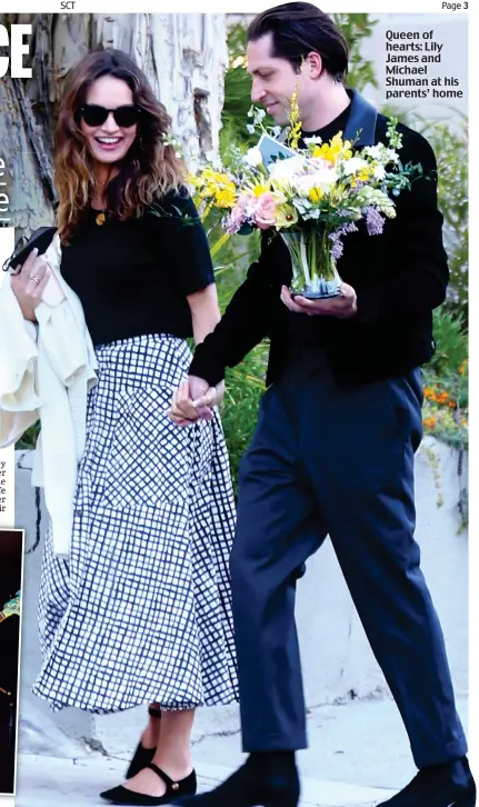  ??  ?? Queen of hearts: Lily James and Michael Shuman at his parents’ home