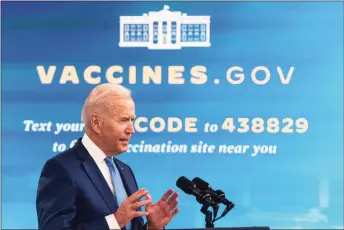  ?? Demetrius Freeman / The Washington Post ?? President Biden in August 2021 at the White House. On Thursday, Biden announced plans to impose a COVID-19 vaccinatio­n requiremen­t on companies with at least 100 employees, or otherwise collect test results weekly from workers declining to get vaccinated.