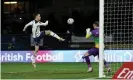  ??  ?? Gareth Bale diverts Lucas Moura’s cross past Ryan Allsop. Photograph: Eddie Keogh/ The FA/Getty Images