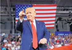  ?? CAROLYN KASTER/ASSOCIATED PRESS ?? President Donald Trump arrives to speak at a campaign rally Wednesday in Greenville, North Carolina. On Thursday, Trump said he was “not happy” with supporters chanting “send her back” during the rally.