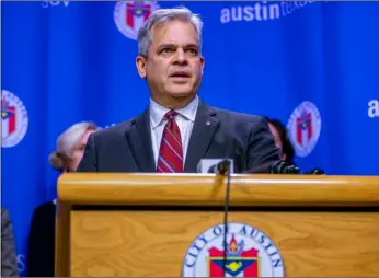  ?? Ricardo B. Brazziell/Austin American-Statesman via AP ?? In this March 6 file photo, Austin Mayor Steve Adler speaks during a press conference in Austin, Texas. Adler took a vacation to Mexico with family in November at a time when he was urging people to “stay home if you can.”