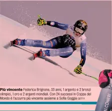  ?? GETTY TTY ?? Valanga rosa
Da sinistra: Federica Brignone e Marta Bassino sul podio di Crans Montana